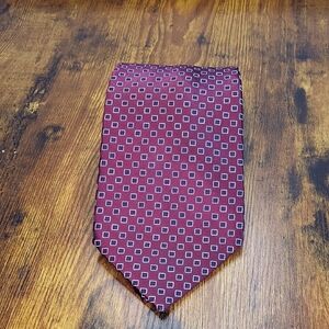 Stefano Ricci 100% Silk Made In Italy Maroon Square Pattern Men's Tie